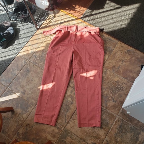 Le Chateau Tangerine Narrow Leg Trousers with Matching Belt - Picture 1 of 3